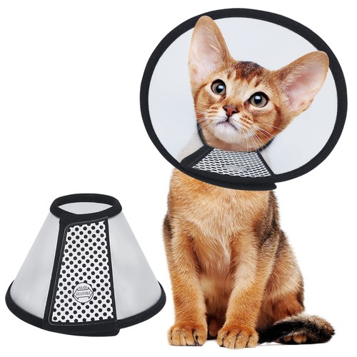 Cat Cone, Adjustable Recovery Pet Cone, 6.1 Inches Lightweight Plastic Elizab...
