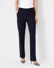 NEW ANN TAYLOR 109 DEEP NAVY SKY SEASONLESS STRETCH STRAIGHT PANTS SZ 8