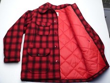 WOOLRICH Buffalo Red Plaid Hunting Jacket Men Sz 40 Quilted Liner USA MADE 1970s