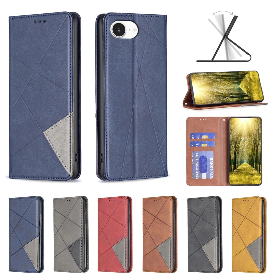 For iPhone 16/16e 15 14 Plus 13 12 11 Pro Max Prismatic Pattern Flip Wallet Case - Image 2 of 4