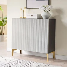 Kings Brand Storage Cabinet Accent Sideboard Buffet Console Table, White/Black