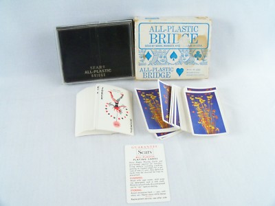 Vintage Sears Plastic Bridge Playing Cards Complete Set Autumn Floral 32933