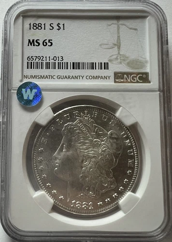 1881 s morgan silver dollar ms65 ngc Brilliant White Coin✨👀 Reverse Looks Proof