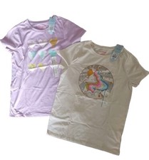Cat  Jack Girls Sz 10/12 Cream Unicorn Pink Hearts T-shirt Bundle 2pcs
