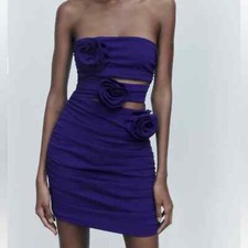 Zara Strapless Purple/Blue Dress(Size Large)