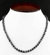 6 mm 20 Inches Certified Black Diamond Beaded Necklace AAA Certified Ideal Gift