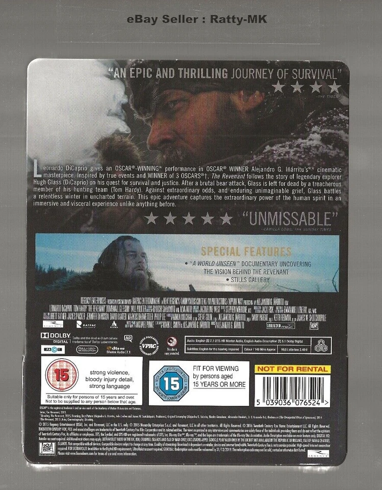 THE REVENANT (HMV) - UK EXCLUSIVE BLU RAY STEELBOOK - NEW & SEALED - Image 2 of 3