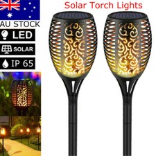 2x 96LED Outdoor Flame Solar Tiki Torch Light Garden Yard Landscape Path Lamp