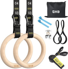 Gymnastic Rings Wooden Gym Rings 1.25'' Training Ringsadjustable Numbered Str...