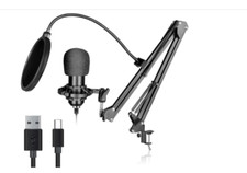 USB Condenser Microphone, Plug  Play Professional Cardioid Studio Mic Kit Shock
