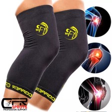 Copper Compression Knee Sleeve Brace Support Joint Pain Arthritis Relief Sports