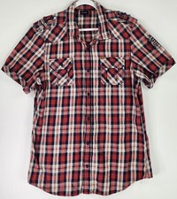 Buffalo David Bitton Shirt Mens XL Plaid Collared Button Up Front Pockets Short