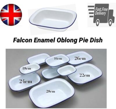 FALCON EMAILLE KUCHEN SCHÜSSEL LÄNGLICH BACKEN STEAK PUDDING BACKOFEN WEISS DOSE 1 2 4 Stck.
