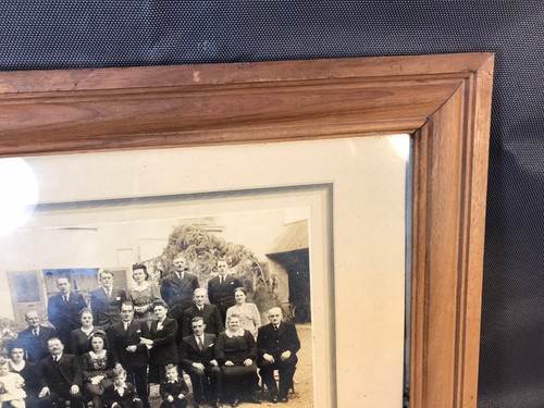 Ancien cadre photo en bois avec vitre et photo de famille début 20ème vintage - Picture 5 of 7