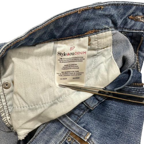 Style&Co Bootcut Jeans Womens Size 8P Blue Stretch Leather Pockets Mid Rise - Picture 4 of 10