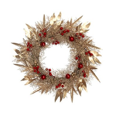 1Pc Simulierte Kranz Anhänger Dekorative Weihnachten Hänge Garland Prop (Golden)
