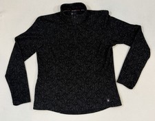Spyder Active Pullover Women's Large Black Gray 1/4 Zip Athletic Top Pockets