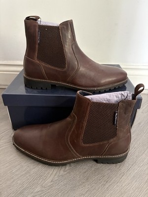 Ben Sherman Baron Herren Braun Leder Chelsea Boots - Größe UK 8 - Neu im Karton