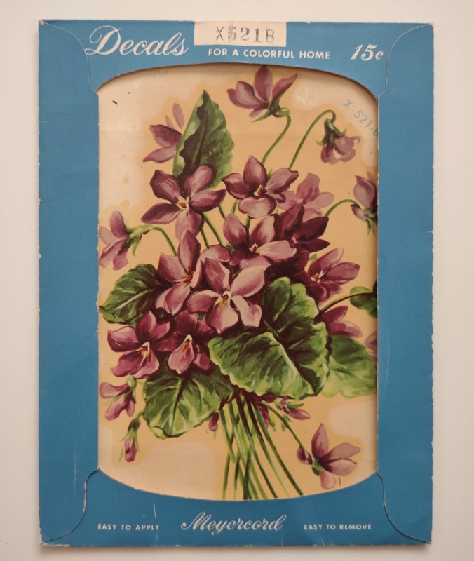 Vintage Meyercord Purple Violet Flower Bouquet Transfer Decal, #X521B, MIP