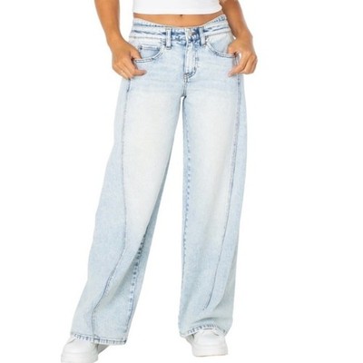 Celebrity Pink Wide Leg Jeans Womens 1/25 Light Wash Low Rise Front Seam NWT