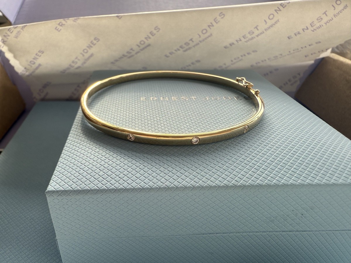 Ring Ernest Jones Gold Bangles 9ct Yellow Gold Flush Set Cubic