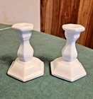 2 Vintage Small Indiana Milk Glass Tiara 3" Candlesticks
