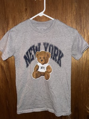 Grayson/Threads Women's Gray NYC Teddy Bear Graphic Crew Neck T-Shirt XS