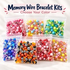 DIY Kit   Beads  Instructions   Memory Wire Bracelet Party Craft For Girls
