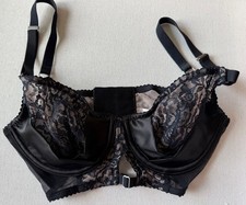 Victoria's Secret 34B Satin Lace Balconette Corset Bra Black Mesh Gothic Goth
