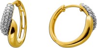 Diamant Creolen 15Mm Gold 585 14K Diamanten 0.25Ct