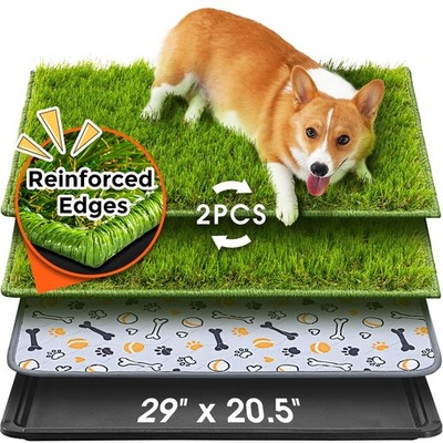 Hompet Dog Grass Pad with Tray Large, 29''x20.5'', 2 Reusable Artificial Turf f...