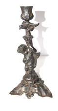 Tafelleuchter mit Amor und Füllhorn, Eisenkunstguss, Höhe 27 cm, Biedermeier