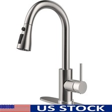 Pull Down Kitchen Faucet Brushed Nickel 3 Function Sprayer Easy Install New