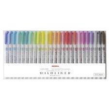 Zebra Mildliner WKT7-25C Highlighter, Set of 25 Colors
