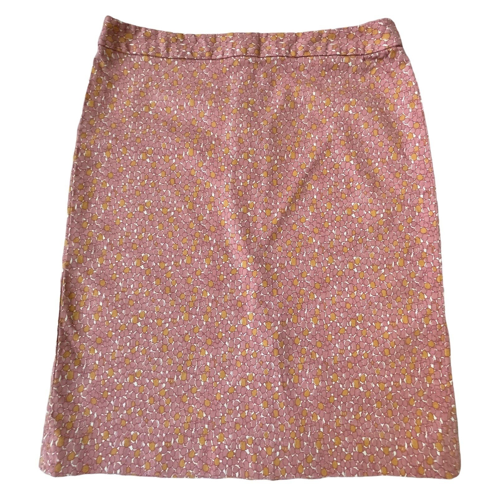 Talbots Pink Floral Tulip Print Pencil Skirt Women 10 Cotton Stretch Knee Length
