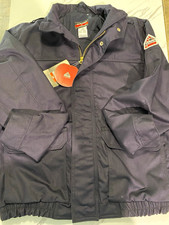 Bulwark FR Classic Work Jacket Men  s Medium Navy Cotton Construction JLB6NV