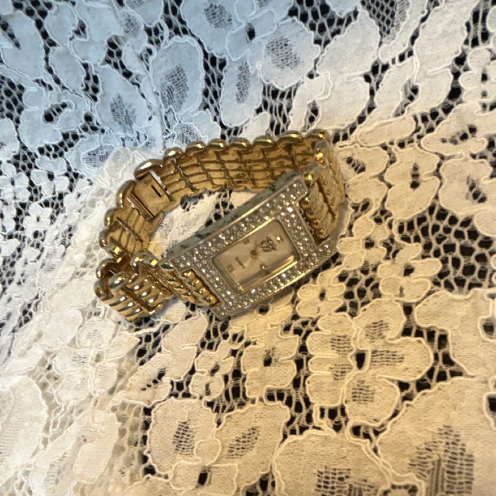 Gold Rectangular Analog Wristwatch Silver Dial Me… - image 6