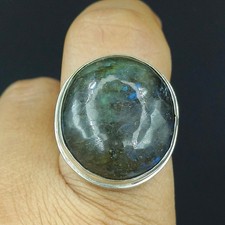 Natural Labradorite Gemstone 925 Sterling Silver Ring Size-8.5 US