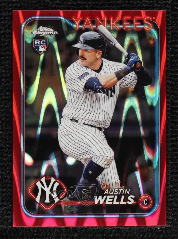 2024 Topps Chrome Red RayWave Refractor 5/5 Austin Wells #281 0b5f