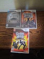 Lot Of 3 Guitar Hero Wii Games Metallica, Warriors Of Rock, World Tour, Tested!