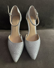 Badgley Mischka Silver Rhinestone D'Orsay Ankle Strap Stiletto Heels 9