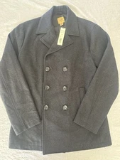 Trevero Men's Size Medium M Pea Coat Wool Blend Charcoal Gray Heavyweight Trendy