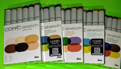 A LOT of (5) COPIC sketch~PORTRAITS, EARTH, SECONDARY, PERFECT & BOLD PRIMARY