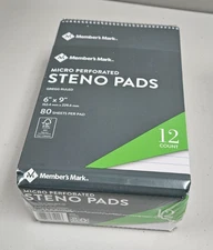 12 Member's Mark 6 x 9 6"x9" Micro Perforated Steno Pad 80 Sheets Gregg Ruled