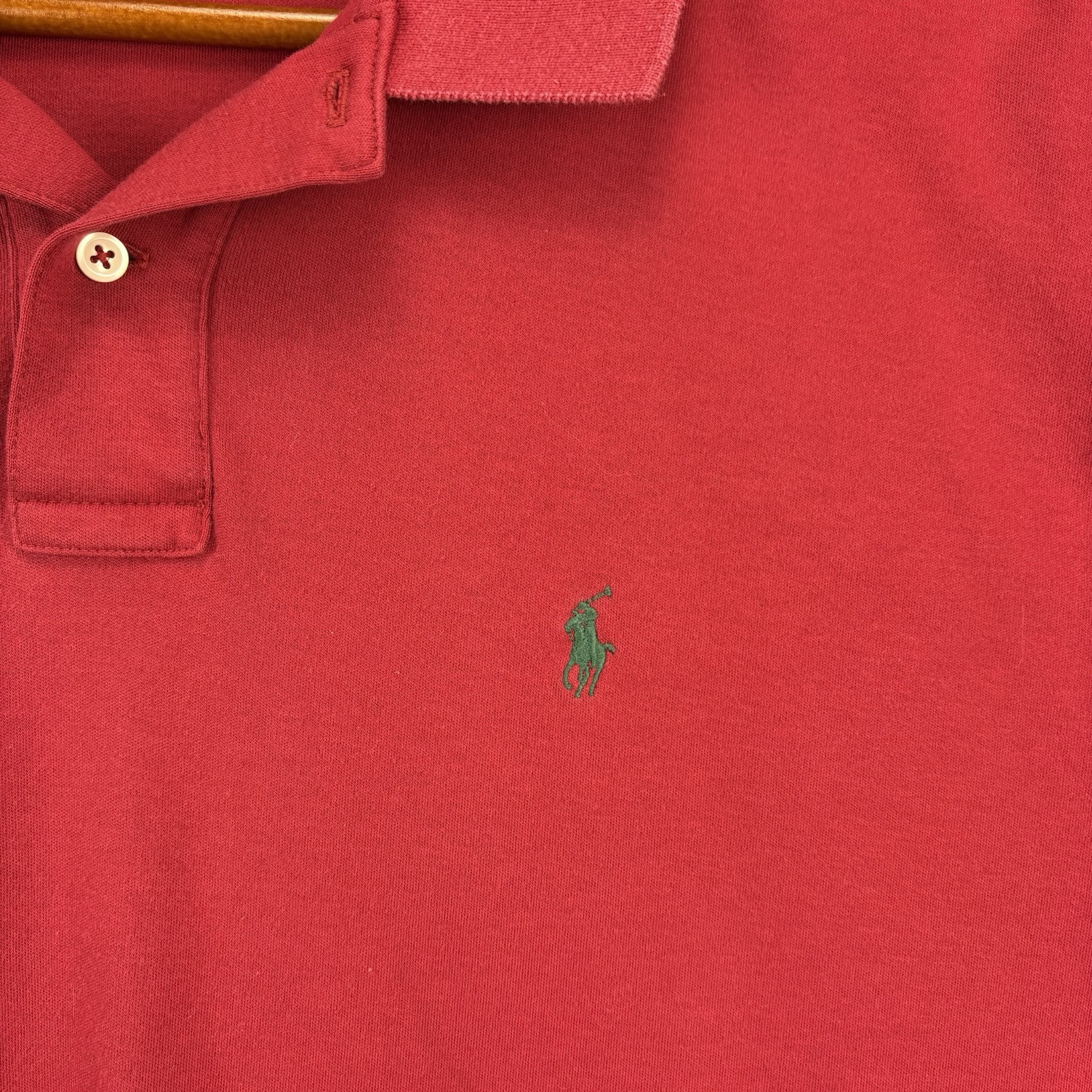 Polo Ralph Lauren Camicia Uomo XL Rosso Cotone Verde Pony Polo