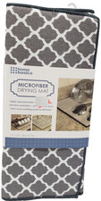 Printed Microfiber Dish Drying Kitchen Mat 15"x20" GREY WHITE QUATREFOIL, HB