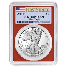2025-W Proof $1 American Silver Eagle PCGS PR69DCAM FS Flag Label Red Frame