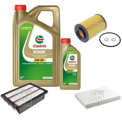 FEBI Inspektionspaket 6L Castrol EDGE Titanium FST 5W-30 LL für Hyundai Santa
