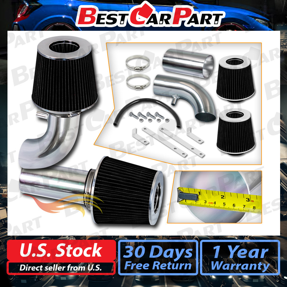 BCP BLACK 88-95 Ford F150 5.0L 5.8L Non-MAF V8 Ram Air Intake Kit+ Filter