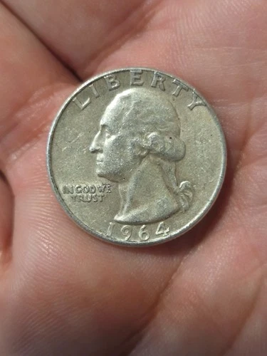 New ListingU.S. quarter dollar. 1964. Silver coin. nice F/VF.